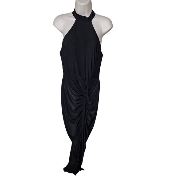 AX Paris Black Halter Maxi Dress, Size 12 - Ruched Draped Evening Gown - Picture 7 of 13